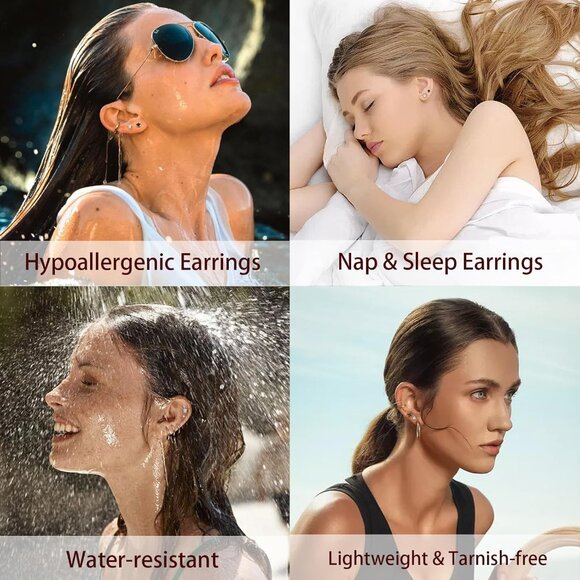 Titanium Earrings Set Hypoallergenic Stud & Hoop Earrings for Sensitive Ears - Picture 6 of 7